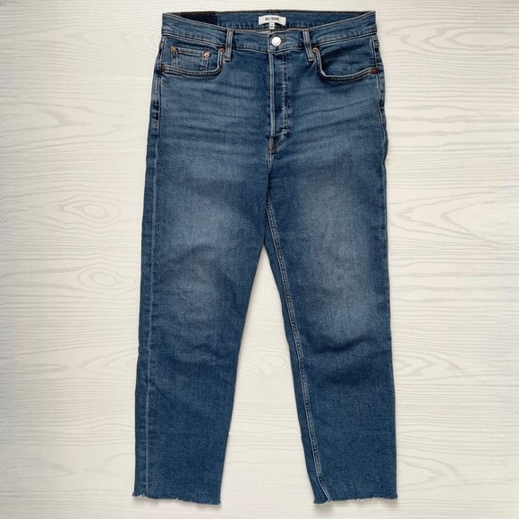 RE/DONE Womens Jeans 30 70's Stove Pipe Hi-Rise Medium Wash Crop Straight Leg - Picture 4 of 9